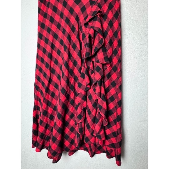 Vtg. Lauren Ralph Lauren Skirt Womens 10 Black Red Plaid Cotton Christmas Punk - Picture 8 of 10